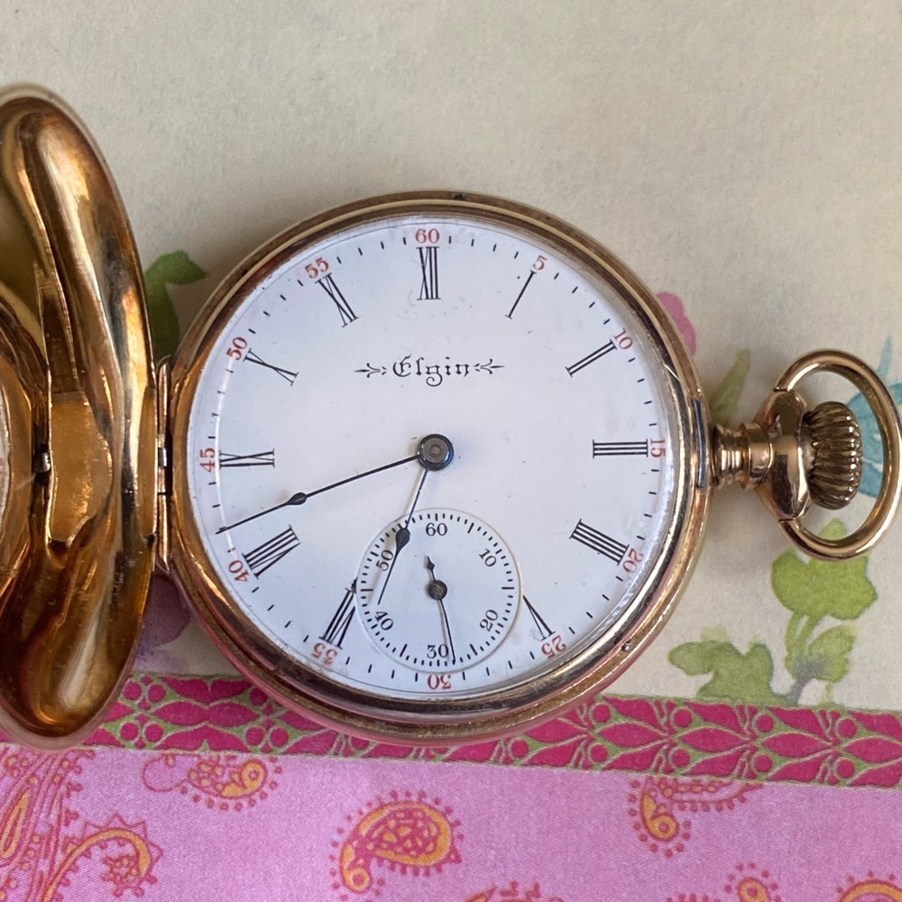Rare 122yr.Old Solid 14K Gold Diamond Case Elgin 7J Moon&Star Pocket Watch. Runs - Picture 4 of 17
